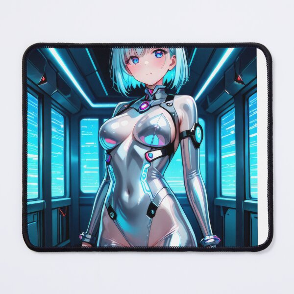 Item preview, A sleek cyber anime woman glowing in neon hues designed and sold by AIArtAnime.