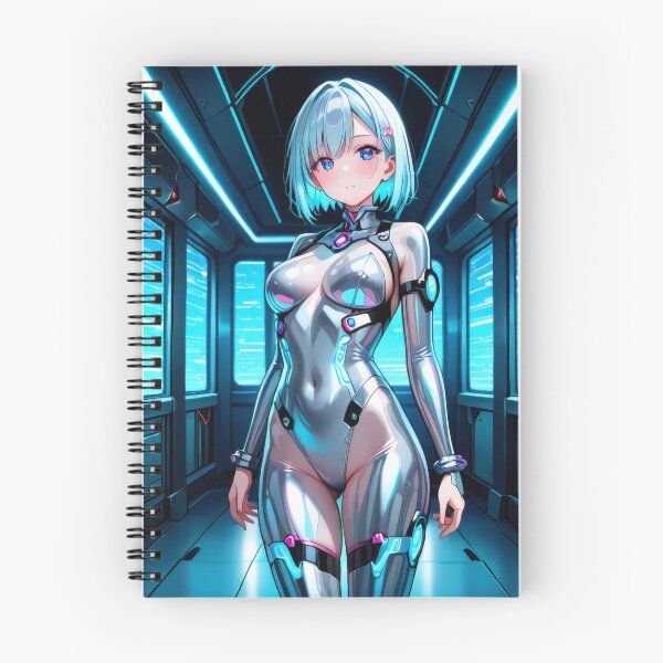 Item preview, A sleek cyber anime woman glowing in neon hues designed and sold by AIArtAnime.