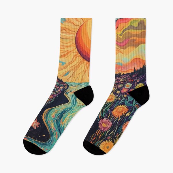 Item preview, Groovy Psychedelic Trippy Hippy Colorful River Sun Illustration designed and sold by GrinGalore.