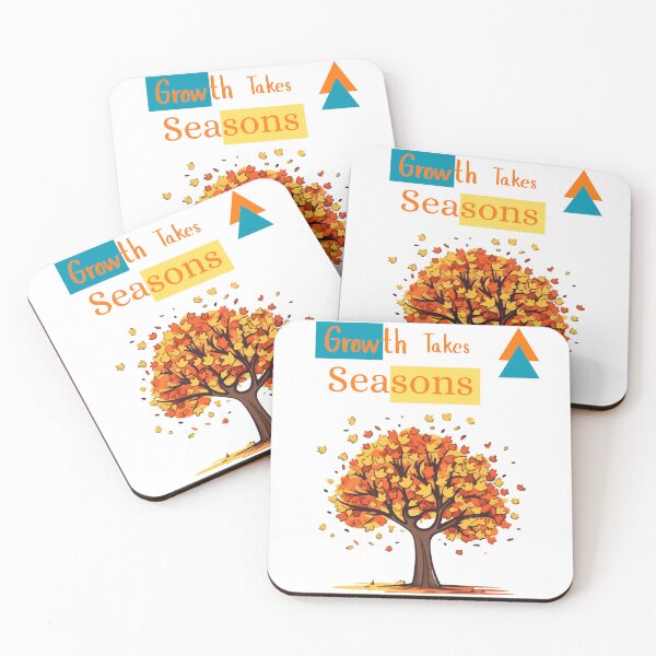 Item preview, Growth Takes Seasons T-Shirt | Autumn Tree with Falling Leaves Inspirational Nature and Cultivating Trees Quote designed and sold by YasirHamidDesigns .