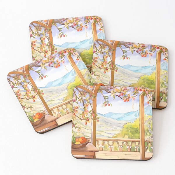 Item preview, Open Window With Fruit Painting, Garden Vintage Painting, Mountains Wall Art, Kitchen Still Life Painting, Flowers And Fruits Garden Print designed and sold by SavageVision.