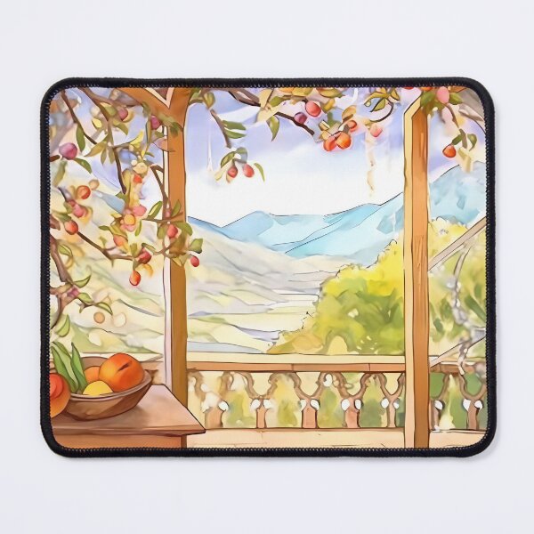 Item preview, Open Window With Fruit Painting, Garden Vintage Painting, Mountains Wall Art, Kitchen Still Life Painting, Flowers And Fruits Garden Print designed and sold by SavageVision.
