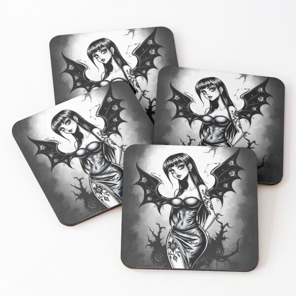 Item preview, Tattooed Goth Girl beautiful pinup poster art designed and sold by Vintage Designs +.