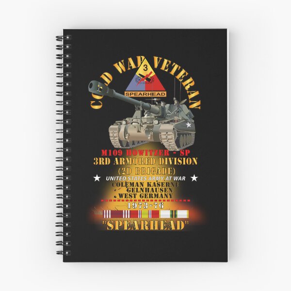Item preview, 3rd Armored Division  - Gelnhausen, Germany - M109 Howitzer SP  - Spearhead w Fire - 1973-76 - COLD X 300 designed and sold by Military Insignia Products.
