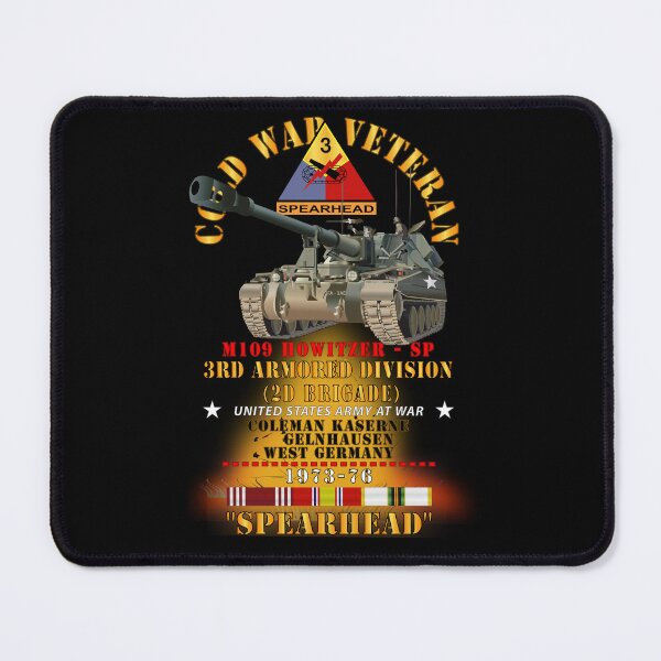 Item preview, 3rd Armored Division  - Gelnhausen, Germany - M109 Howitzer SP  - Spearhead w Fire - 1973-76 - COLD X 300 designed and sold by Military Insignia Products.