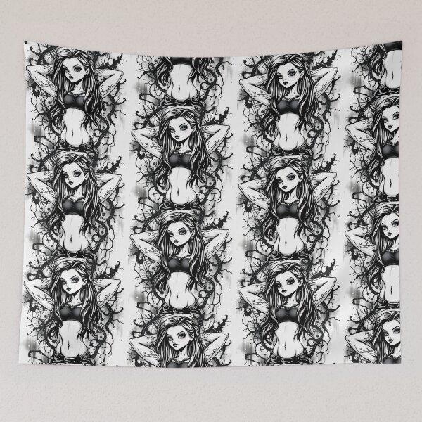 Item preview, Tattooed Goth Girl beautiful pinup poster art designed and sold by Vintage Designs +.