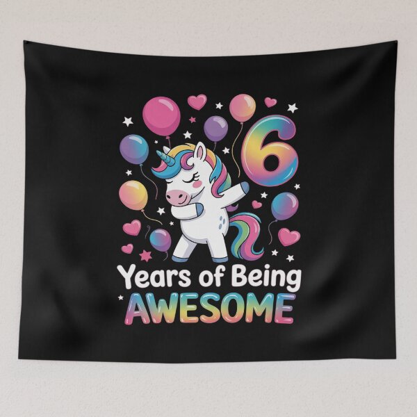 Item preview, 6 Years Of Being Awesome 6th Birthday Girl Unicorn Party  designed and sold by BeetleMalon.