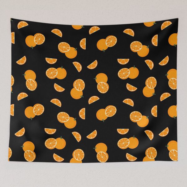 Item preview, Large Pattern of Orange fruit on black background  designed and sold by Katrina-Clayton.