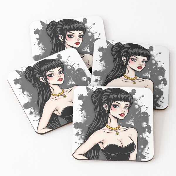 Item preview, Tattooed Goth Girl beautiful pinup poster art designed and sold by Vintage Designs +.