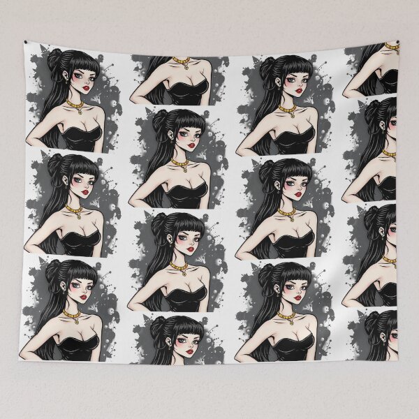 Item preview, Tattooed Goth Girl beautiful pinup poster art designed and sold by Vintage Designs +.