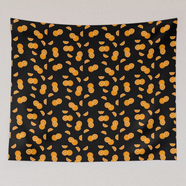 Item preview, Small Pattern of Orange fruit on black background  designed and sold by Katrina-Clayton.