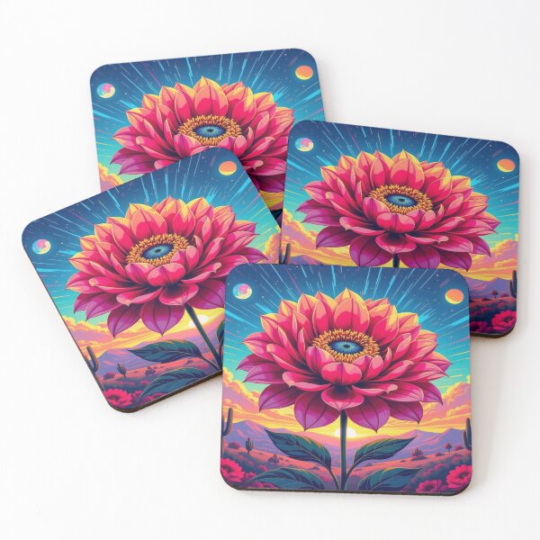 Item preview, Cosmic Bloom – surreal flower rising in desert light with sun, moon & celestial rays designed and sold by FotoworldEdel.