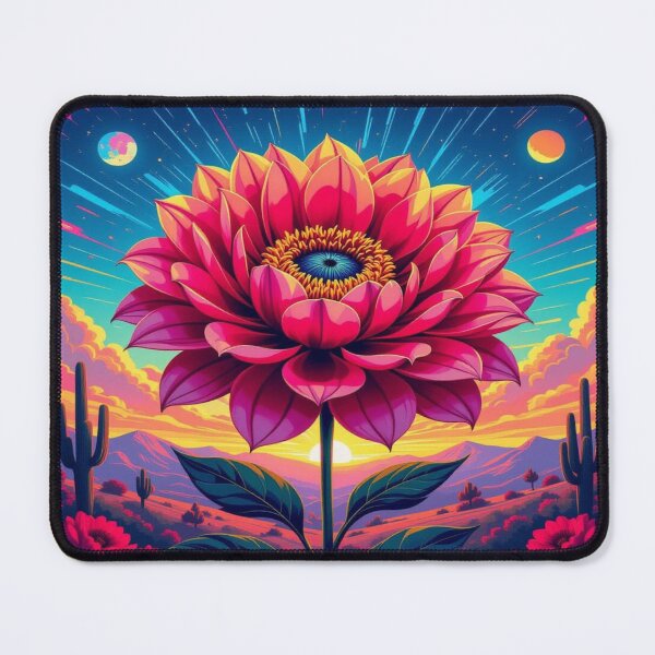 Item preview, Cosmic Bloom – surreal flower rising in desert light with sun, moon & celestial rays designed and sold by FotoworldEdel.