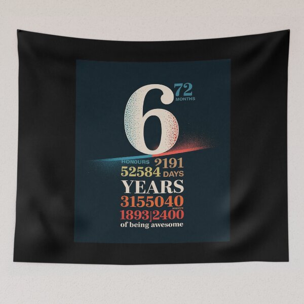 Item preview, 6th Birthday 6 Years Old 72 Months  designed and sold by BeetleMalon.