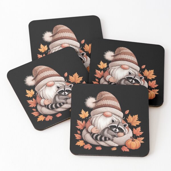Item preview, Gnome and Raccoon with Autumn Leaves designed and sold by jkrphoto.