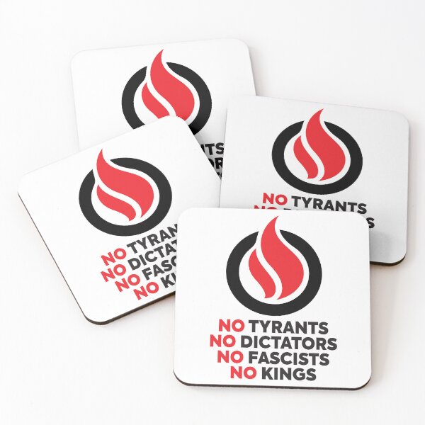 Item preview, No Tyrants No Dictators No Fascists No Kings w Flame of Freeedom designed and sold by Boots on Mars.