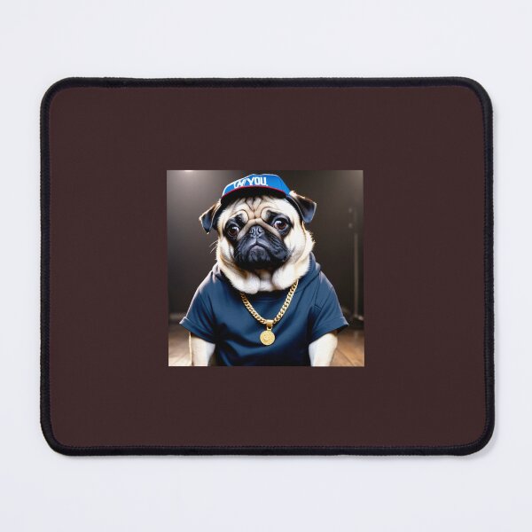 Item preview, A pug as a rapper with a gold necklace and baseball cap designed and sold by Mops-Moments.