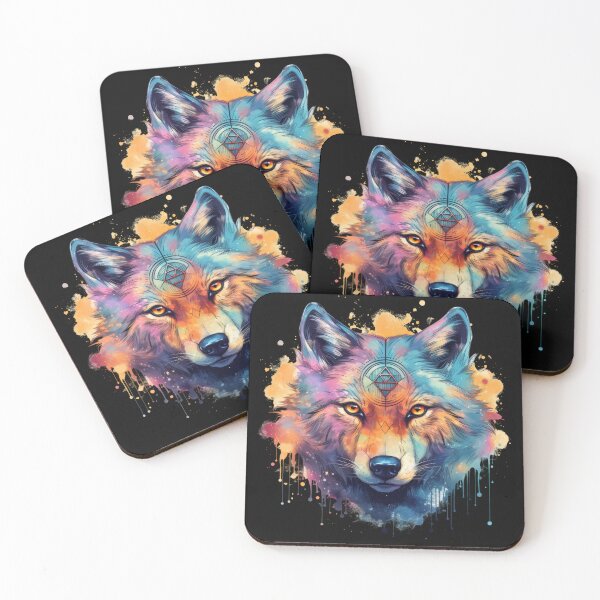 Item preview, Psychedelic Spirit Wolf – Visionary Drip Geometry designed and sold by Daagath.