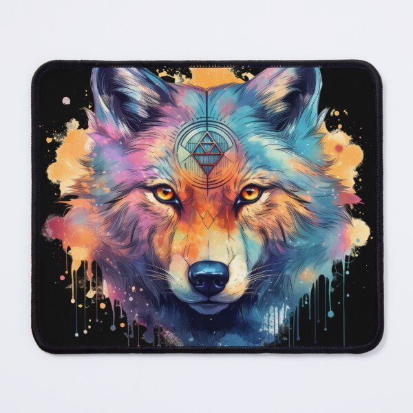 Item preview, Psychedelic Spirit Wolf – Visionary Drip Geometry designed and sold by Daagath.
