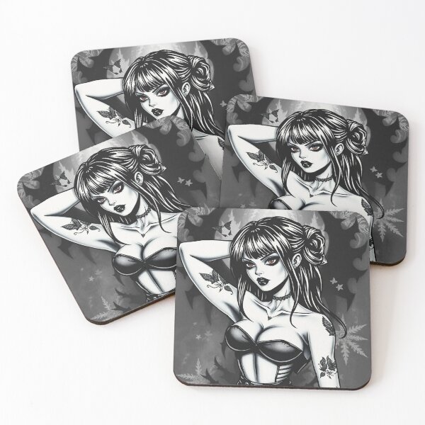 Item preview, Tattooed Goth Girl beautiful pinup poster art designed and sold by Vintage Designs +.