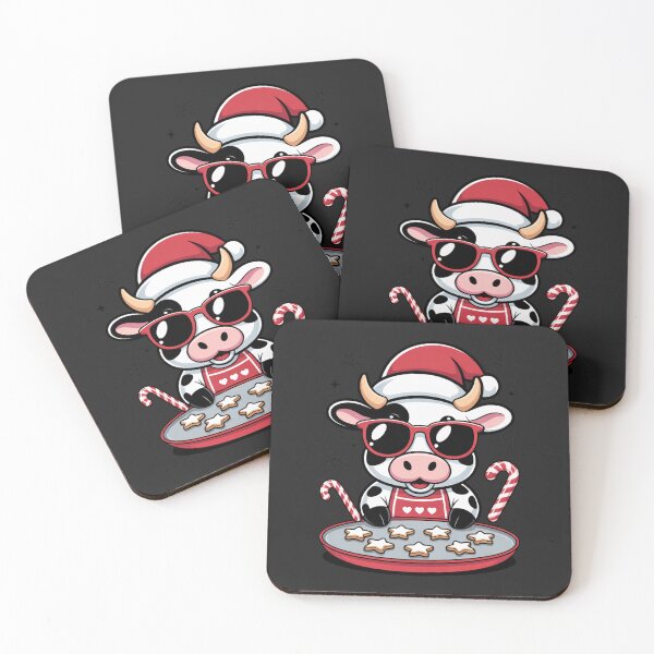 Item preview, Santa Cow Baker | Kawaii Chibi Cow Baking Christmas Cookies designed and sold by ColorSplash123.
