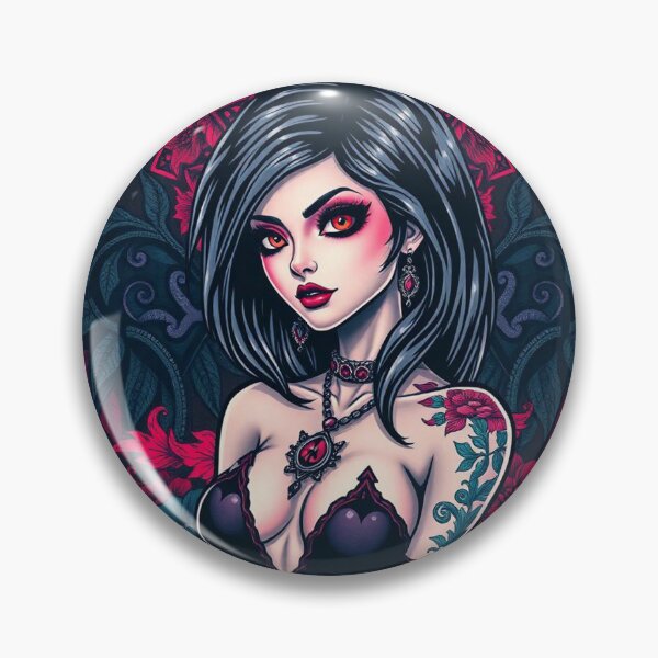 Item preview, Tattooed Goth Girl beautiful pinup poster art designed and sold by Vintage Designs +.