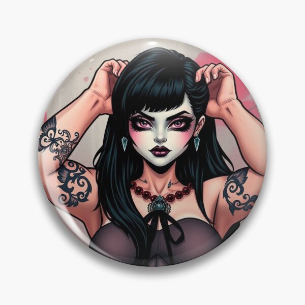 Item preview, Tattooed Goth Girl beautiful pinup poster art designed and sold by Vintage Designs +.