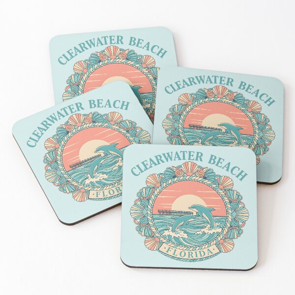Item preview, Clearwater Beach – Florida Sunset & Dolphin Pier Emblem designed and sold by PostersMode.