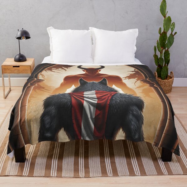 Item preview, A werewolf with an Austrian flag faces the devil. designed and sold by ReneMM.