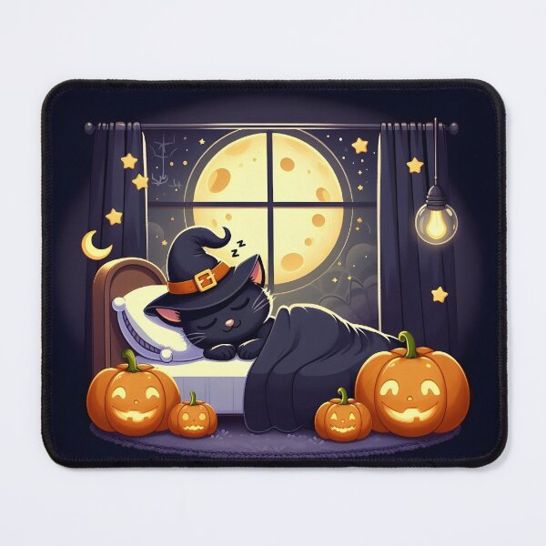 Item preview, Black cat sleeping on a Halloween night No.2 designed and sold by DreamagineArtDesign.