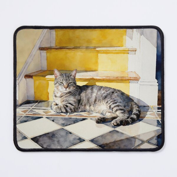 Item preview, Grey Tabby Cat Study A In Watercolors designed and sold by Oldetimemercan.
