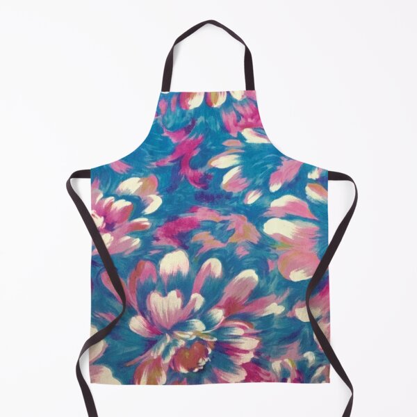 Artikelvorschau, Blulabadee Designer-Druck mit Blumenmuster im Stil der 1960er Jahre, großes Blütenblatt, Blau/Rosa entworfen und verkauft von Licorice Moon.