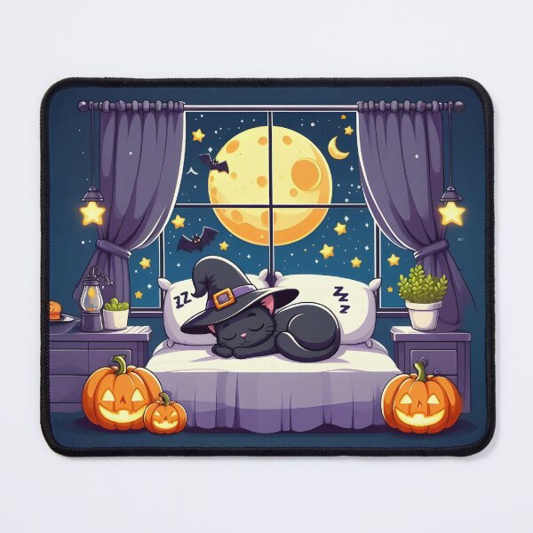 Item preview, Black cat sleeping on a Halloween night No.3 designed and sold by DreamagineArtDesign.