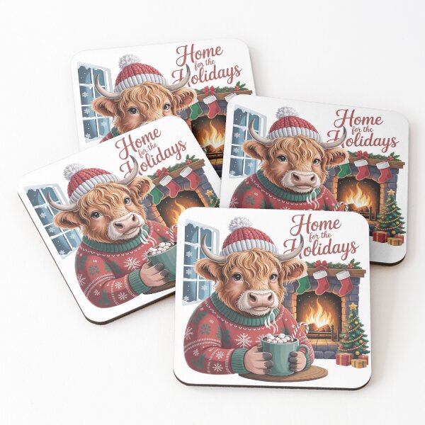Item preview, Home for the Holidays Highland Cow designed and sold by EverlaPrints.
