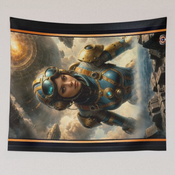 Item preview, Dreamscape Portrait Of Aviator Raelia Bellini Fascinating AI Concept Art by Xzendor7 designed and sold by Xzendor7 Digital Art Creations.