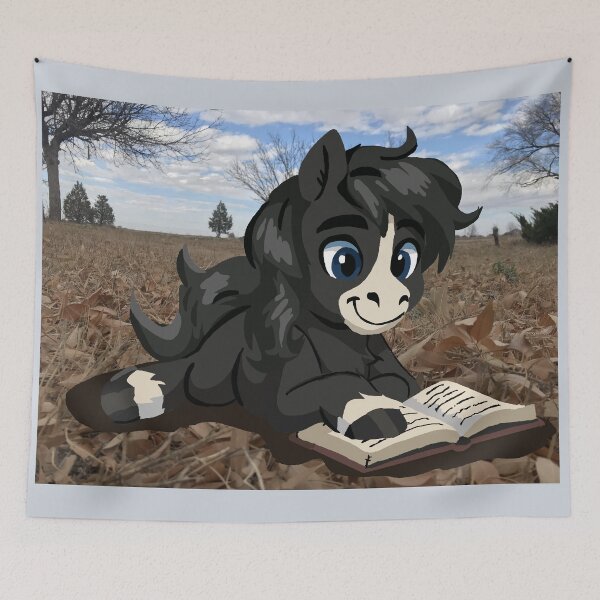 Item preview, Book Reading Black and White Pony designed and sold by KlakkDrawsStuff.