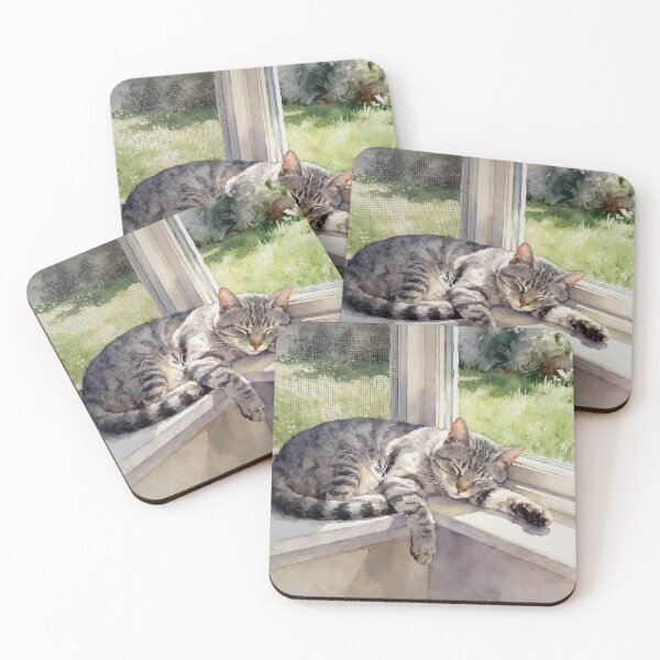 Item preview, Grey Tabby Cat Study C In Watercolors designed and sold by Oldetimemercan.