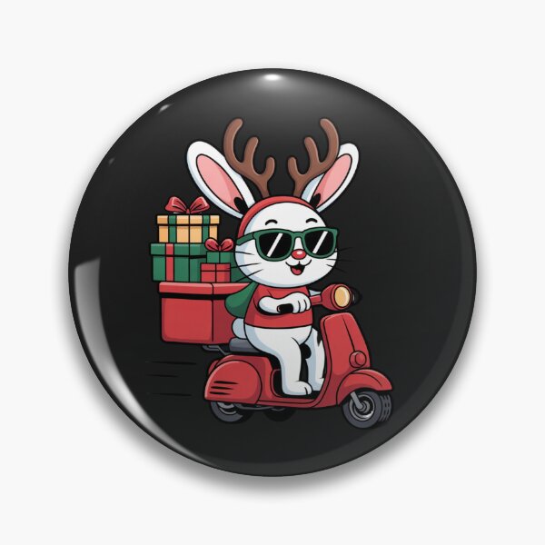 Item preview, Reindeer Bunny Delivery Driver | Kawaii Christmas Bunny on Gift Scooter designed and sold by ColorSplash123.