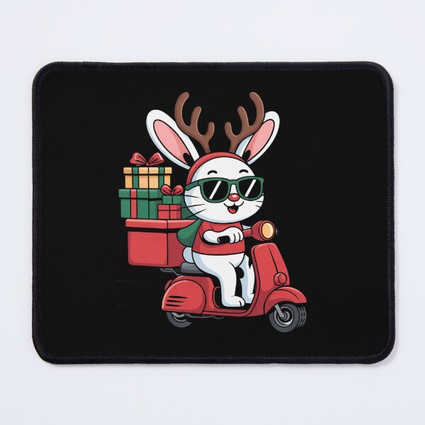 Item preview, Reindeer Bunny Delivery Driver | Kawaii Christmas Bunny on Gift Scooter designed and sold by ColorSplash123.