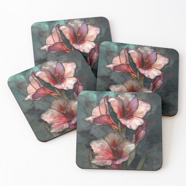 Item preview, Amaryllis floral stained glass designed and sold by happywkndclub.