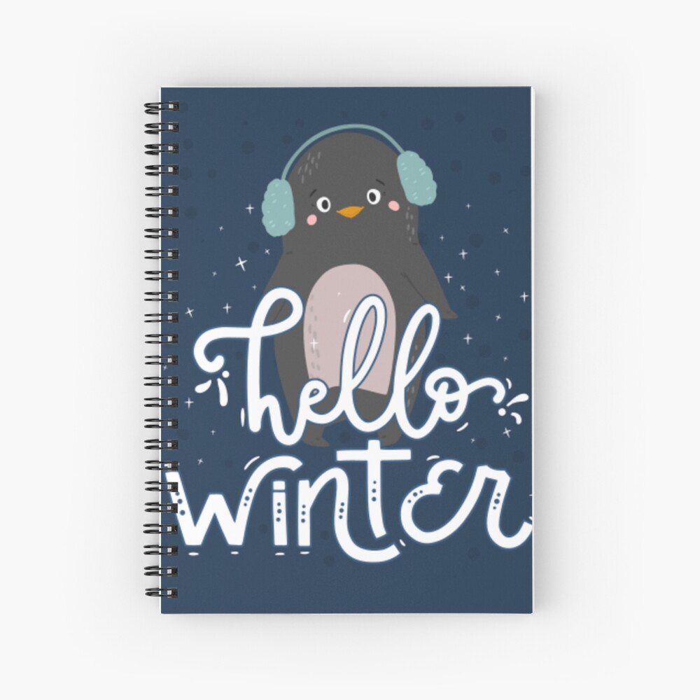 Hello Winter Spiral Notebook - unicorn fantasy design by HackerLooks