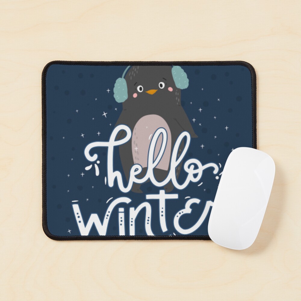Hello Winter Mouse Pad - unicorn fantasy design by HackerLooks