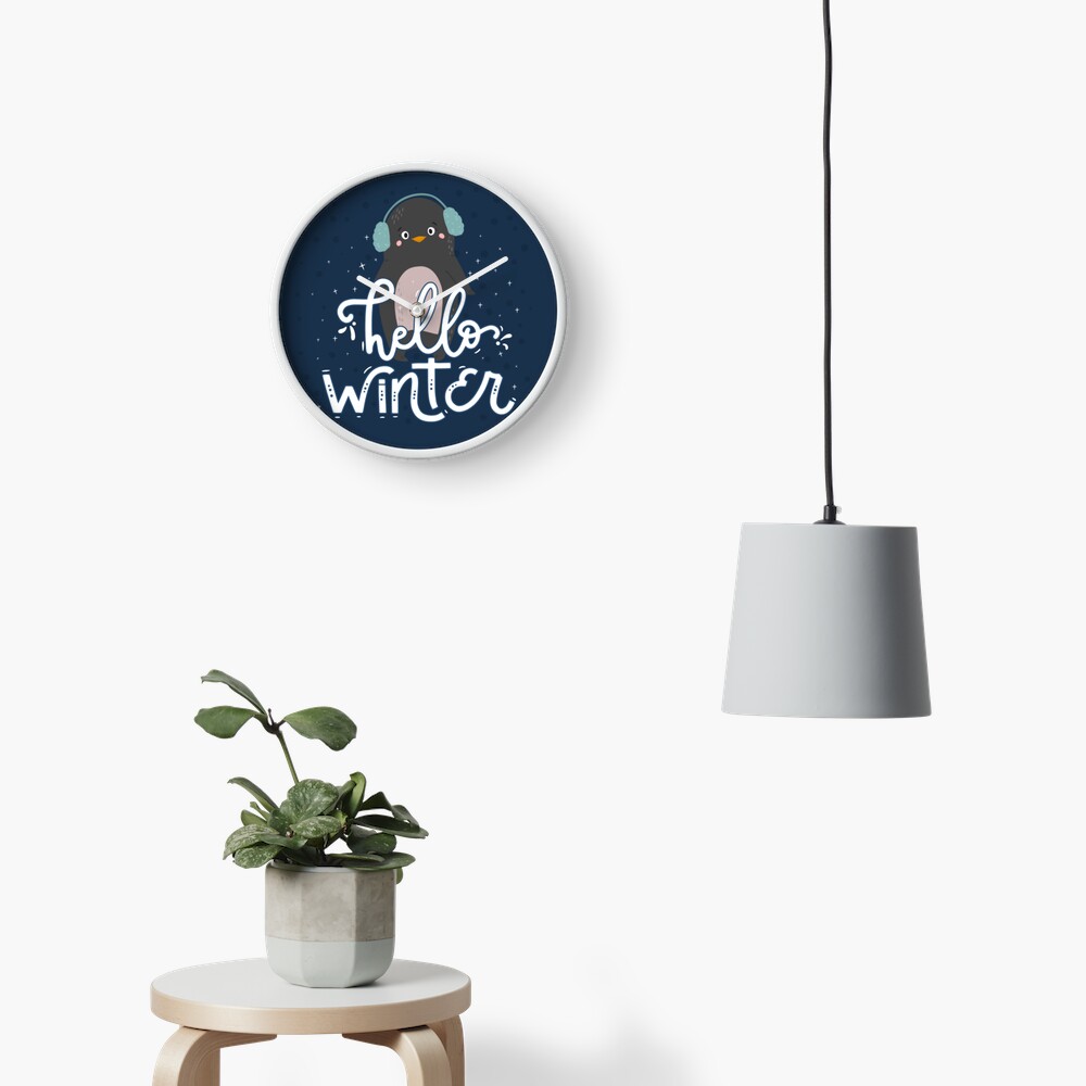 Hello Winter Clock - unicorn fantasy design by HackerLooks