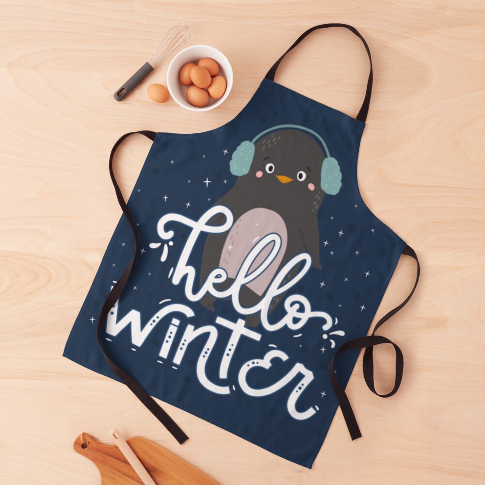 Hello Winter Apron - unicorn fantasy design by HackerLooks