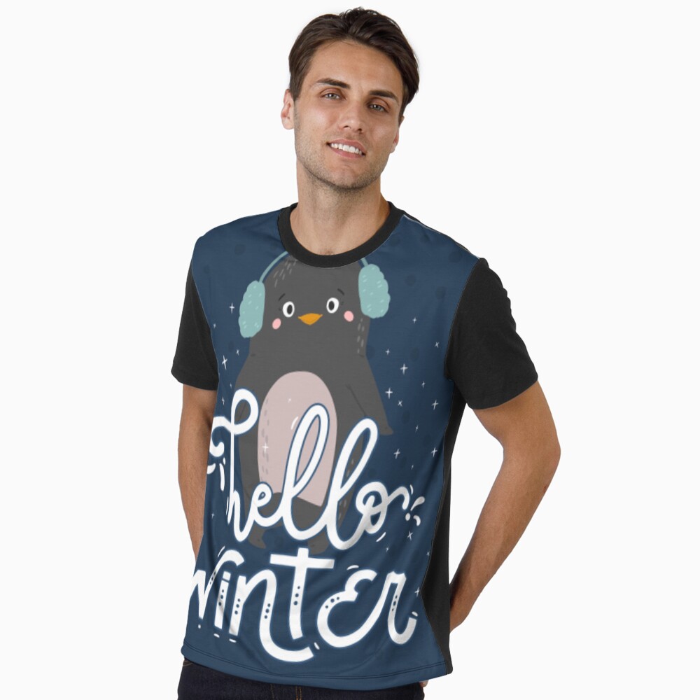 Hello Winter Graphic T-Shirt - unicorn fantasy design by HackerLooks