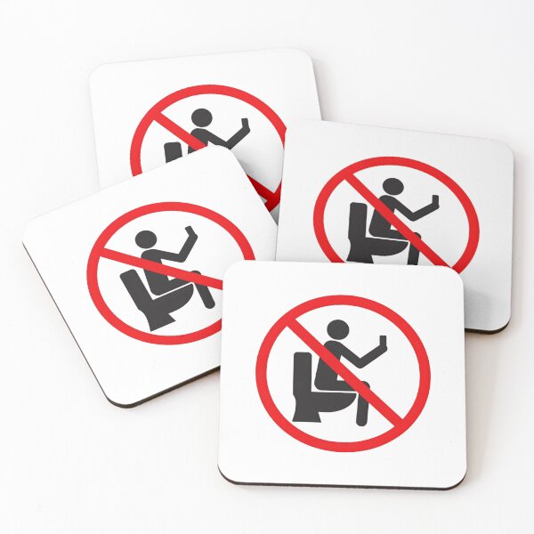 Item preview, No Selfies on the Toilet – Funny Prohibition Sign with Human Silhouette and WC Symbol designed and sold by PixelVibe782.
