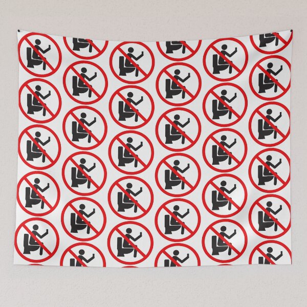 Item preview, No Selfies on the Toilet – Funny Prohibition Sign with Human Silhouette and WC Symbol designed and sold by PixelVibe782.