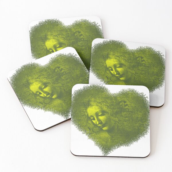 Item preview, Love Grunge Green Heart Shape La Scapigliata - Leonardo da Vinci's Enigmatic Renaissance Beauty: Timeless Portrait of Grace and Mystery   designed and sold by pelagio.