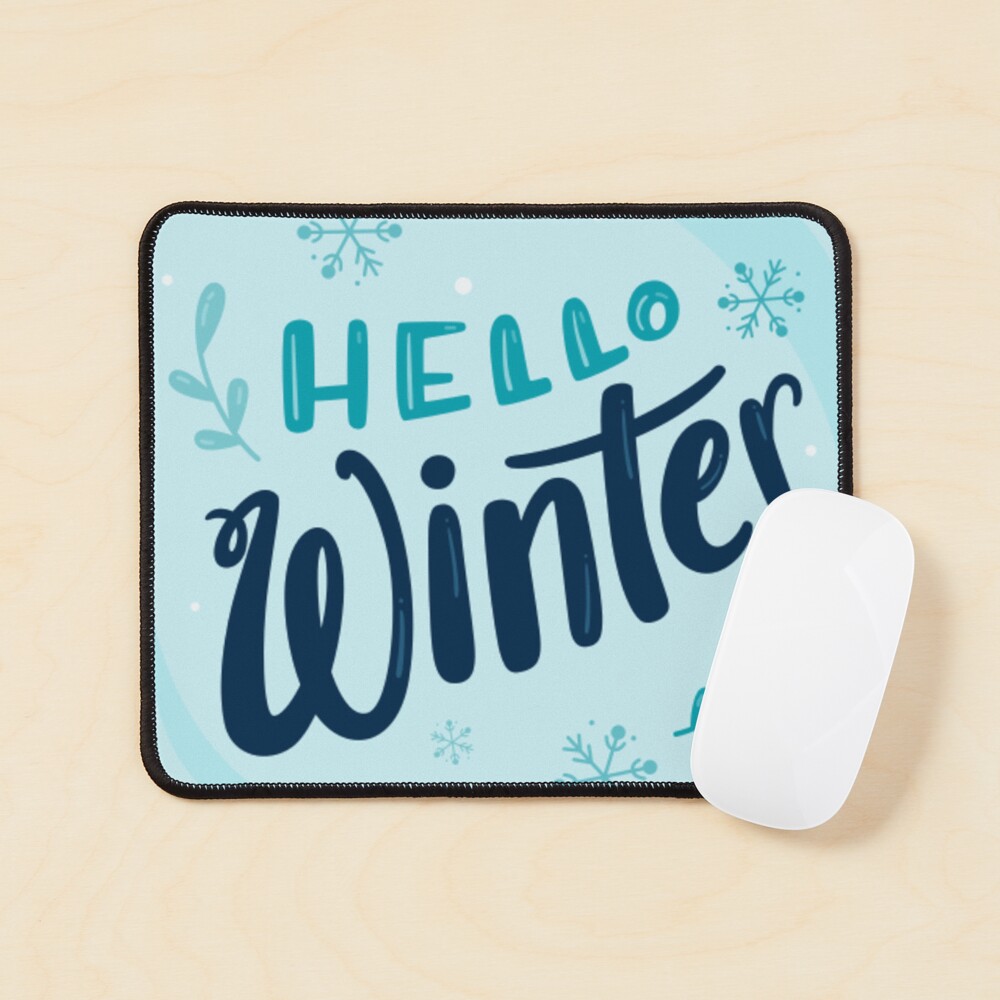 Hello Winter (Art Print) Mouse Pad - unicorn fantasy design by HackerLooks