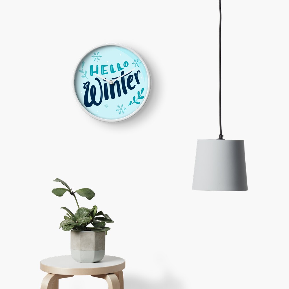 Hello Winter (Art Print) Clock - unicorn fantasy design by HackerLooks